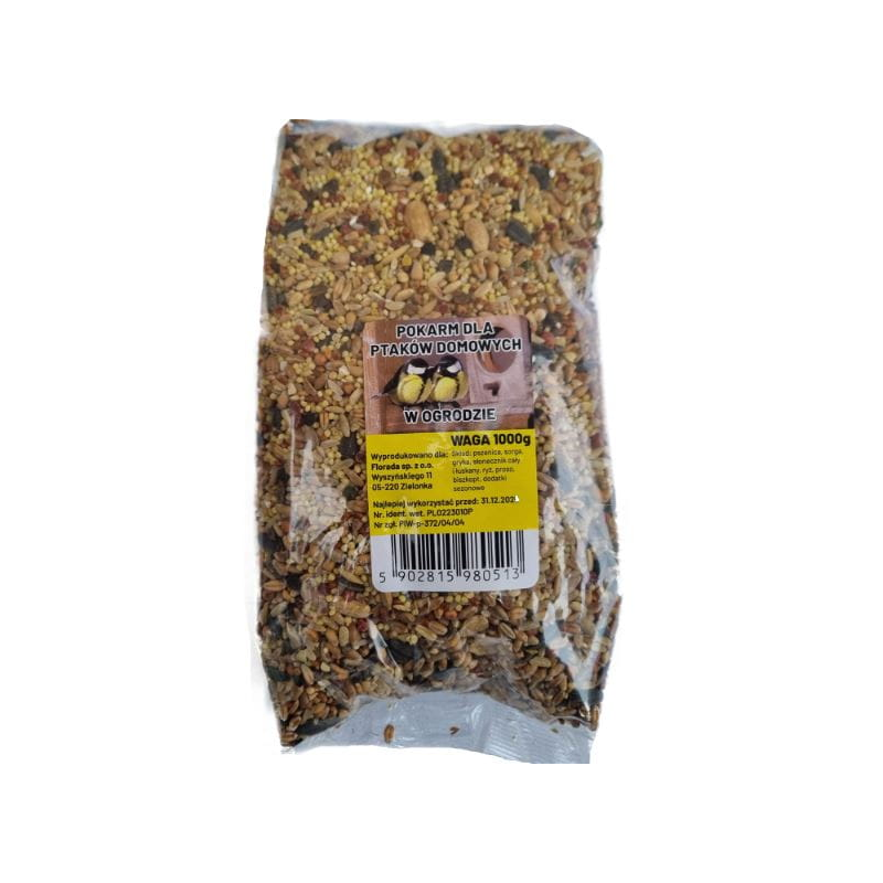 Mieszanka ziaren dla ptaków ogrodowych Florada 1kg opakowanie