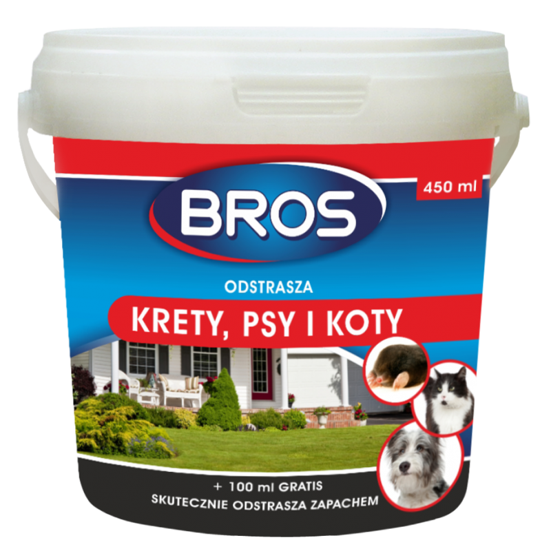 BROS Odstrasza krety, psy, koty 350ml+100ml
