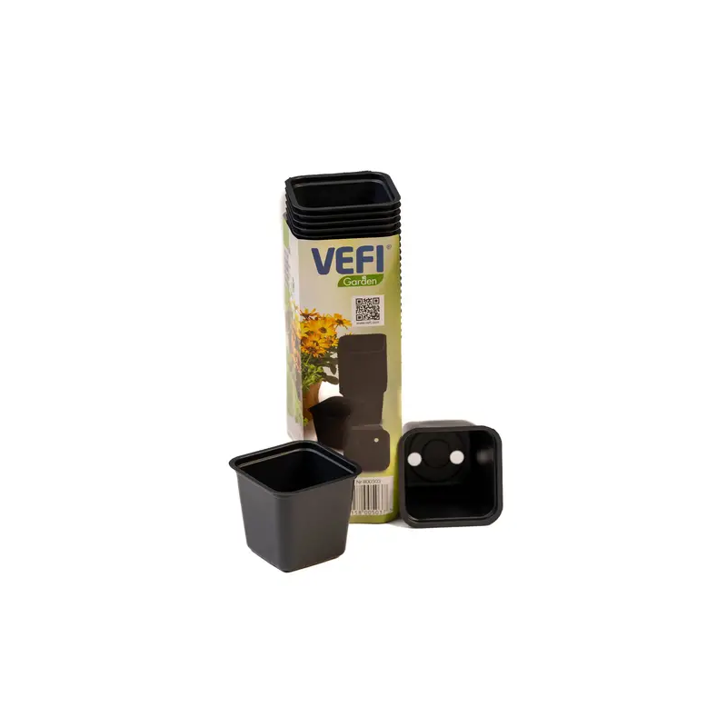 Doniczki kwadratowe 6 cm 40 szt. - Czarny - Vefi