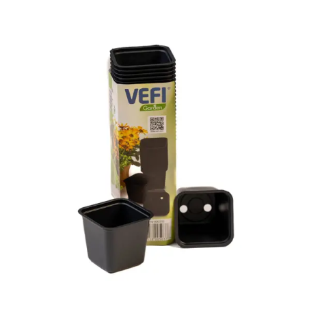 Doniczki kwadratowe 6 cm 40 szt. - Czarny - Vefi