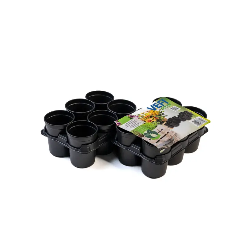 Doniczka okrągła 6x8 cm (12 szt.) + 2 tace - Vefi