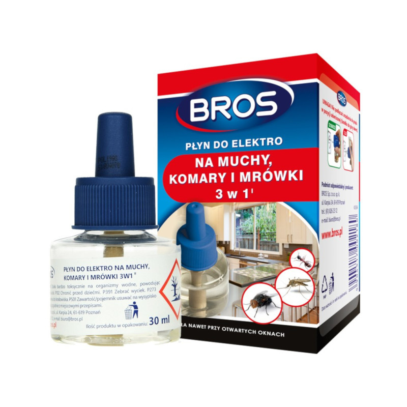 PŁYN DO ELEKTROFUMIGATORA 3W1 NA MUCHY , KOMARY BROS