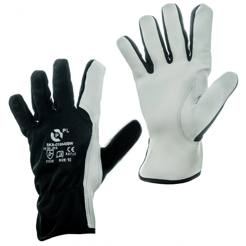 RĘKAWICE SKA 019040BW SKÓRA BLACK ROZMIAR 10 – 1 PARA